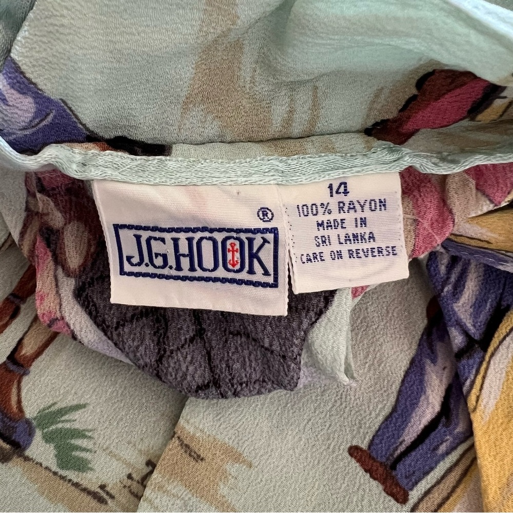 Vintage 90s J.G. Hook Rayon Resort Novelty Print Skirt 14 - Picture 6 of 15